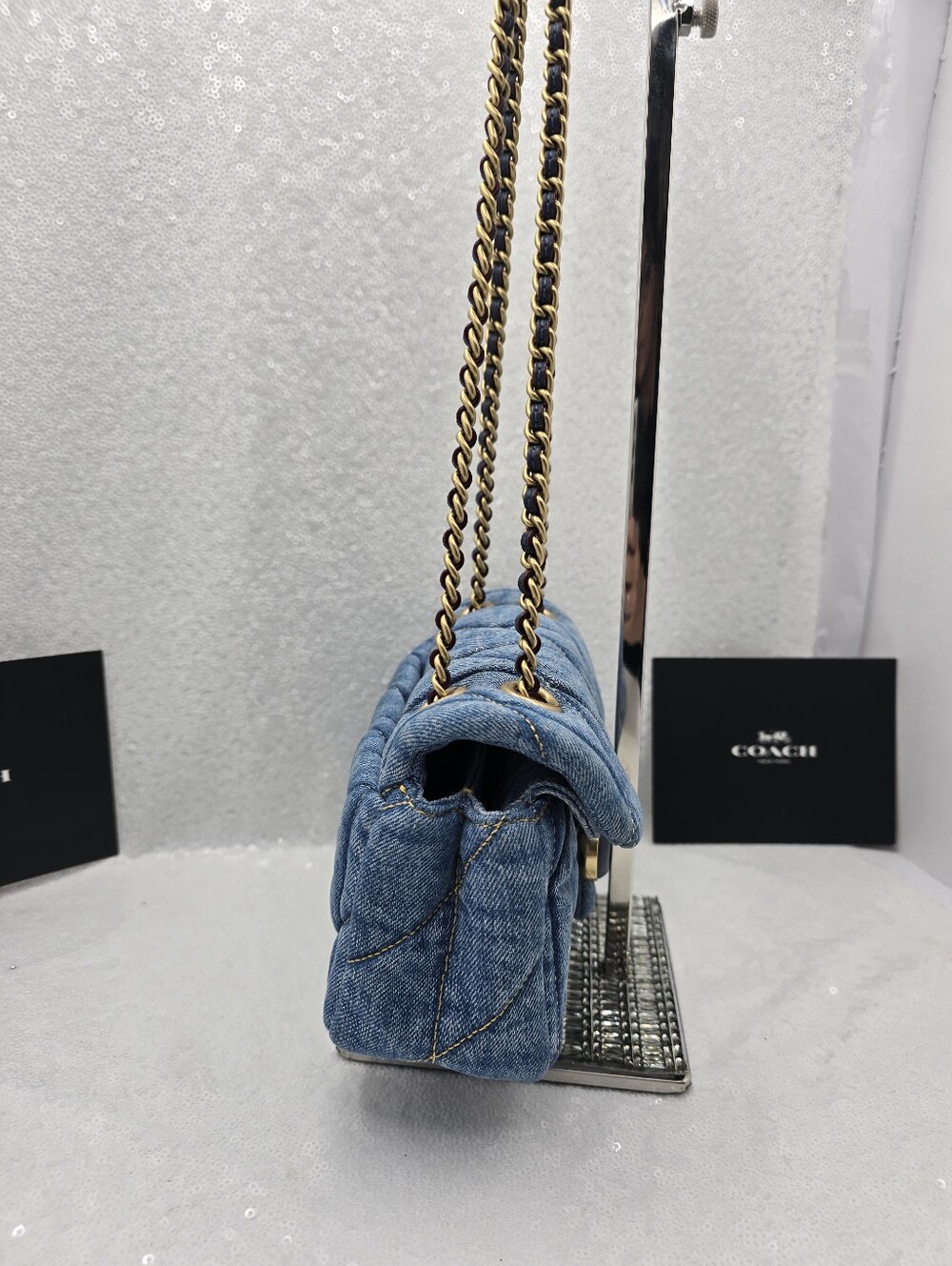 Coach Quilted Denim Small Tabby 20 Shoulder Bag - Picture 9 of 16